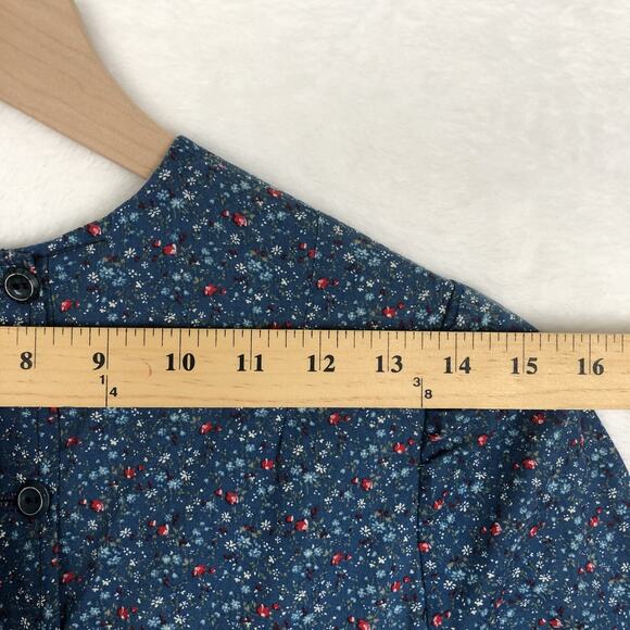 VTG 70s Handmade Maxi Tiered Prairie Dress 36" *See Measurements Blue Calico - Picture 10 of 13